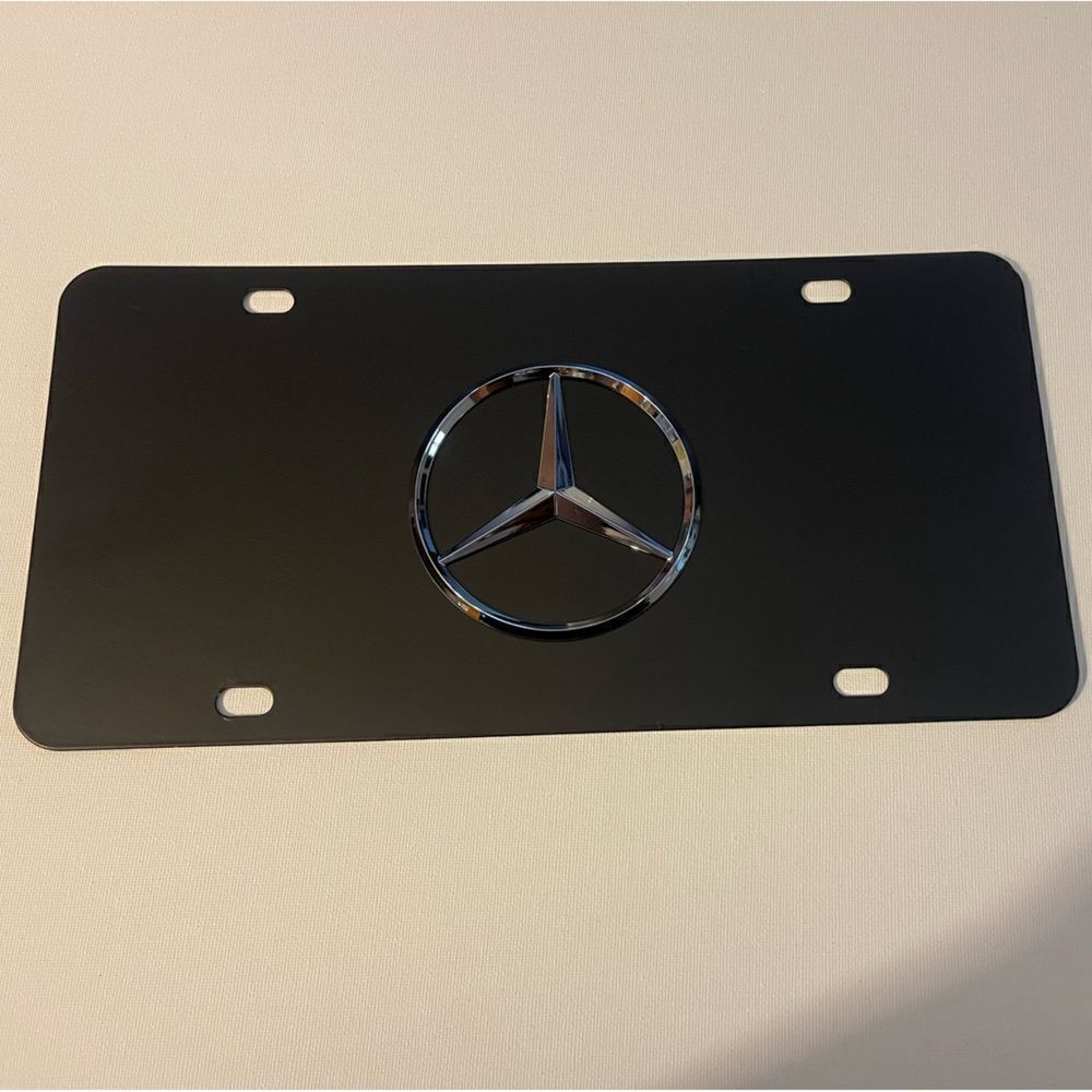 Mercedes Benz Logo 3D license plate in Black Stainless Steel NWT